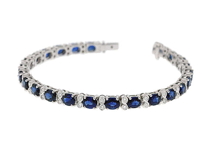 Silver Plated CZ Studded Blue Sapphire Tennis Bracelet